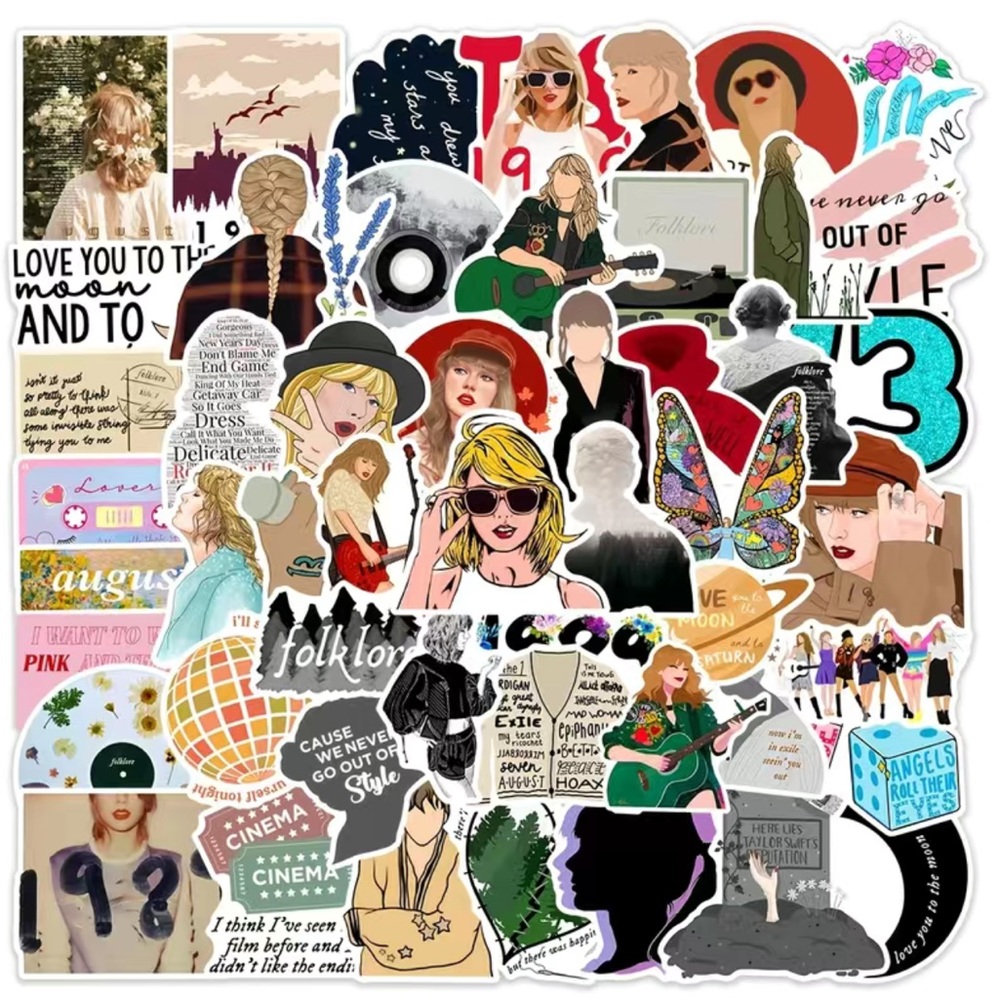 50 TAYLOR SWIFT stickers! Adorable! Laptops, water bottles, school supplies
